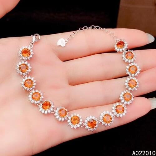 KJJEAXCMY Fine Jewelry 925 Sterling Silver inlaid Citrine women gemstone hand bracelet trendy Support test