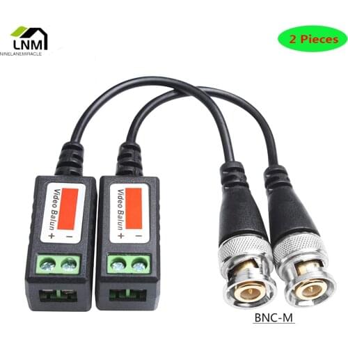 2 Pieces Video Balum BNC Connector Passive Transceivers Cable For CAT5/5E/6 Twisted Pair Transmitter CCTV Security Camera