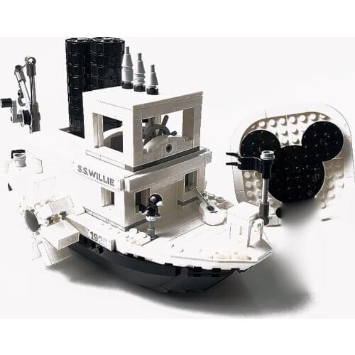 Disney Creative Series Steam Ship Willie Mickey Minnie Building Block Toy ModelChristmas toy gift