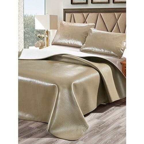 Cowhide Summer Cooling Mat For Bed Smooth Anti-mite Waterproof Mattress Protector Cover Solid Taupe Luxury Bed Set Protection