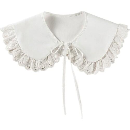 Japanese Style Doll Fake Collar Shawl Hollow Ruffled Lace Trim Necklace Capelet