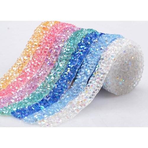 1 Yard/2 Yard Crystal Motif Strass Chain Hot Fix Rhinestone Trim Applicator Ribbon With Rhinestones Appliques For Wedding Dress