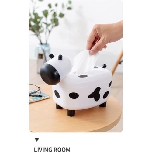 Small Cow Tissue Box With Toothpick Storage Two-In-One Home Cute tissue holder Desktop Household Decoration Supply