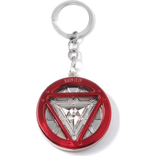 Marvel Movie Metal Keychain Avengers Iron Man Energy Reactor Key Chain Men and Women Car Backpack Keyring Pendant Accessories