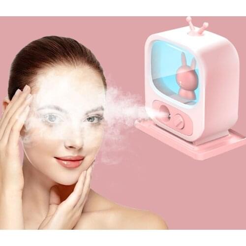 Mini rabbit Air Humidifier Beauty Nano Facial vaporizer Aroma Essential Oil Diffuser SPA Anti-aging Steamer with LED USB charger