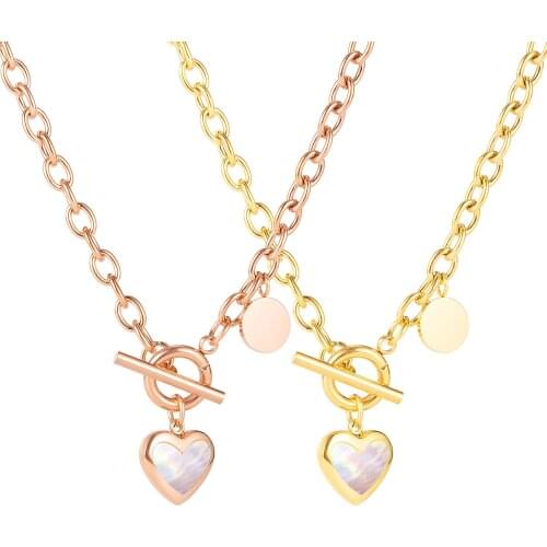 Cyue Minimalist Cold Wind Love Titanium Steel Necklace Niche Design Light Luxury Buckle Clavicle Chain For Women