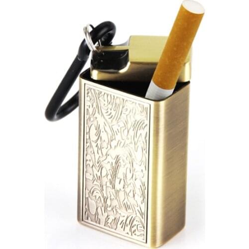 Fashion Portable Mini Ashtrays Sealed Metal Ashtray For Travel Storage cigarette Butt Keychain Pendant Mens pocket Gadget