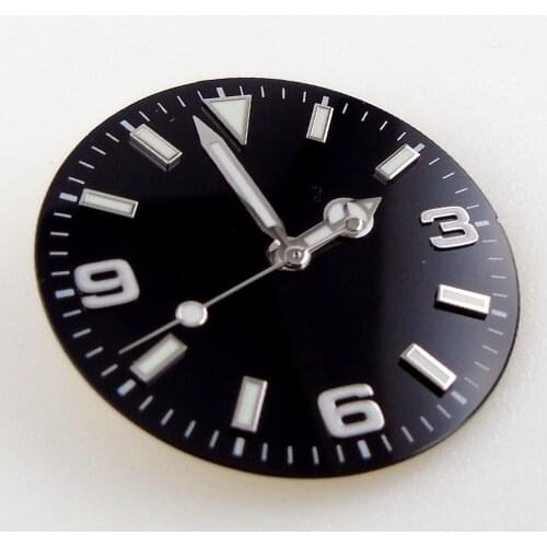 29mm Luminous Men Mechanical Watch Black Sterile Dial fit NH35A NH36A Movement