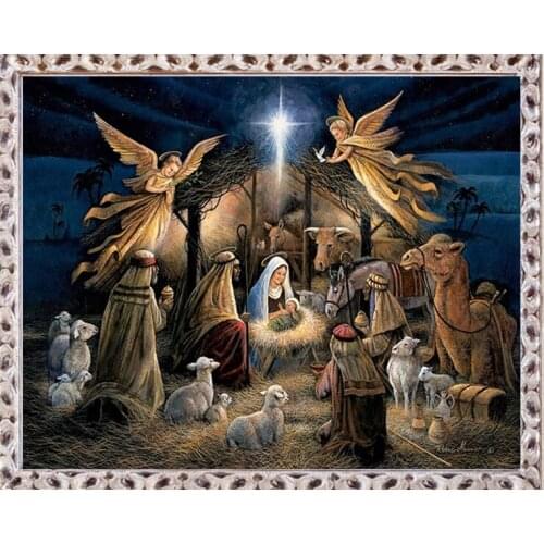 Golden panno,Needlework,Embroidery,DIY portrait Painting,Cross stitch,kits,14ct birth of Jesus Cross-stitch,Sets For Embroider
