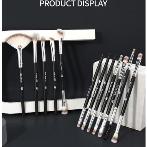 12Pcs Makeup Brush Set Professional Double-head Eye Shadow Eyebrow Highlight Brush Easy To Color Make Up Tool Set TSLM1