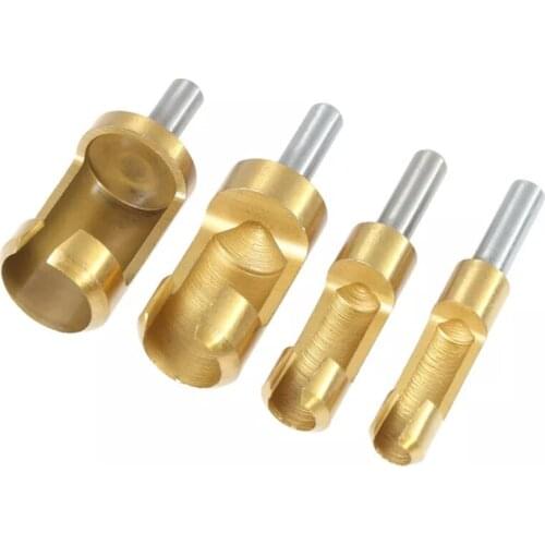 Titanium Plating 6mm/8mm/13mm/16mm Wood Plug Cutter Drill Bit Set Cork Drill Bit Knife Cutting Tool Cork Drill T5UC