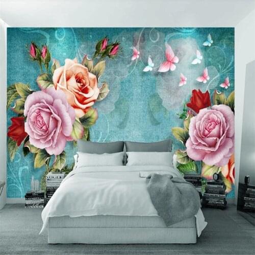 Milofi custom 3D wallpaper mural abstract European hand-painted flower 3D living room background wall decoration painting wallpa