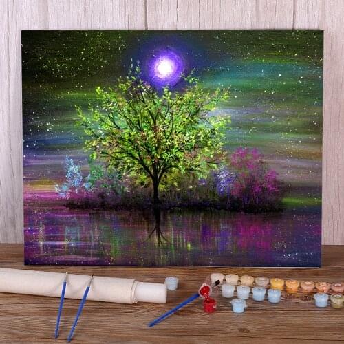 Natural Scenery Intangible Paint By Numbers Complete Kit Acrylic Paints 50*70 Canvas Painting Decorative Paintings Wholesale