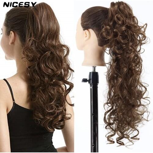 NICESY Long Wavy Claw Clip-in Wavy Synthetic Fiber Ponytail 24Inches 180g Extensions For Women