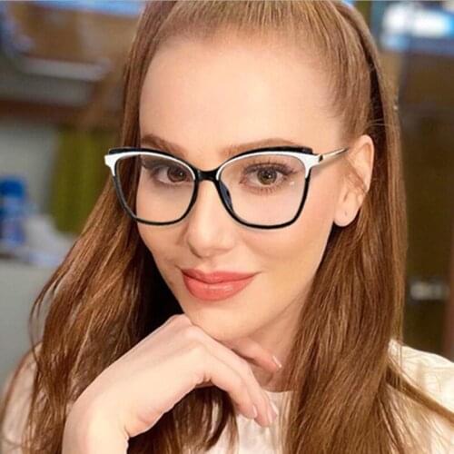 New Fashion Ladies Cat Eye Anti-blue Light Glasses Frames Classic Retro TR90 Optical Glasses Oversized Black White Eyeglasses