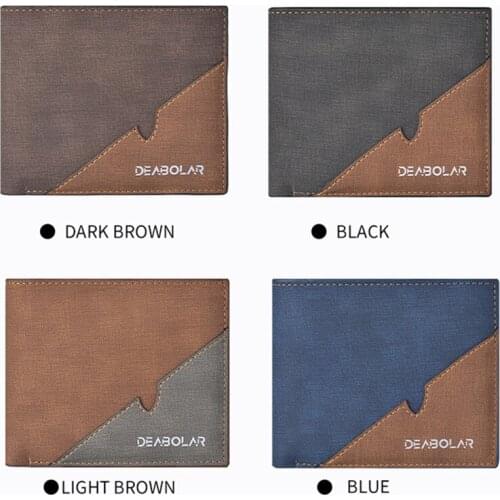 New mens short wallet tri-fold horizontal youth wallet stitching retro zipper wallet