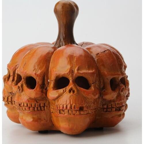 BUF Resin Pumpkin Lantern Skull Statue Halloween Decoration Crafts Ornaments Creative Funny Sculpture for Home Decor