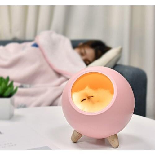 Bedside Tabletop Kitten Nightlight Ornament Tiny Cathouse Ambience Lamp USB Charging Night Light Mini LED Night Cat Light