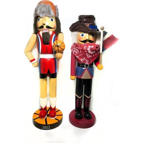 S 38cm football cowboy nutcracker exquisite nutcracker puppet children Christmas toys gifts and toys mouth can be active puppets