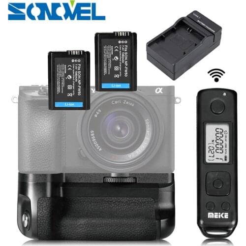 With battery Meike MK-A6500 pro Battery Grip Holder Built-in 2.4G Wireless Remote Control Suit for Sony A6500 NP-FW50 batteries