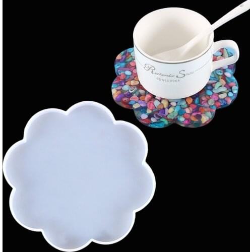 Diy Crystal Epoxy Plum Blossom Mold Flower-shaped Coaster Handmade Mirror Resin Ornaments Silicone Handmade Products