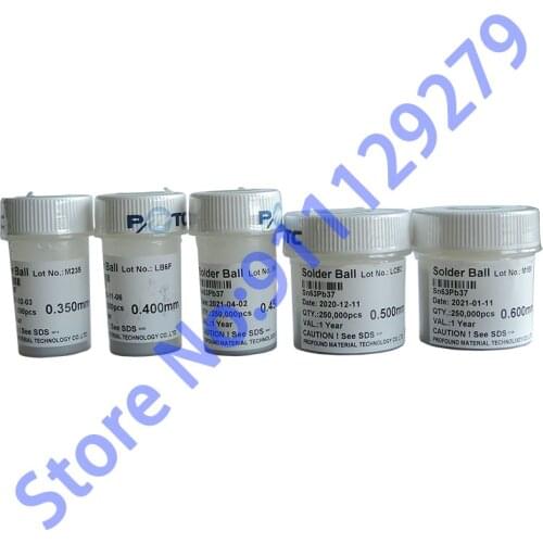250K 0.2mm/0.25mm/0.3mm/0.35mm/0.4mm/0.45mm Leaded Soldering Balls BGA Solder Balls