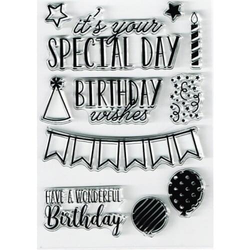 Birthday Clear Stamps Kids Birthday Card Craft Stamps Transparent Birthday Party Scrapbooking Stamps