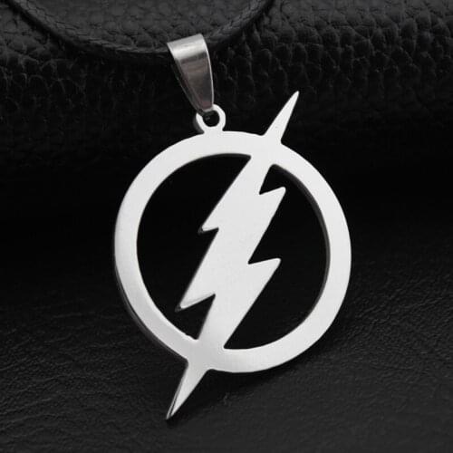 Super Hero Lightning Leather Necklaces Long Chain Women Men Jewelry Silver Color Charm Statement Choker Links Chains Accessories