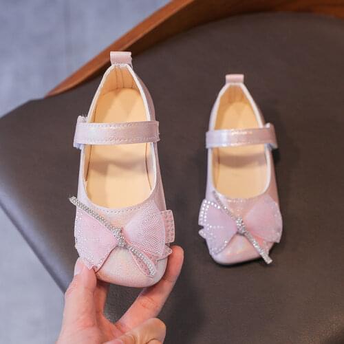 Girls Shoes 2021 Summer Princess Shoes Soft Cute Butterfly-knot Children Baby Dance Rhinestone Shoes Single Shoes Sweet Fashion