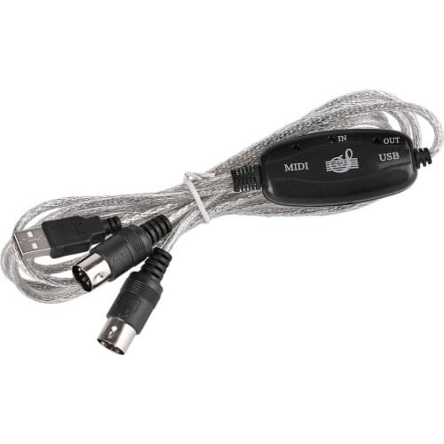 USB IN OUT MIDI Interface Cable Converter PC to Music Keyboard Adapter Cord New