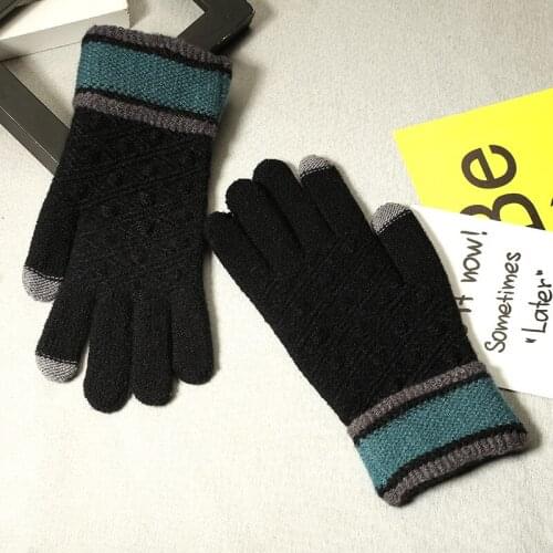 Women Ladies Female Men Male British Style Stitching Color Couples Gloves Winter SKnitting Warm Gloves Great Gift FS0476