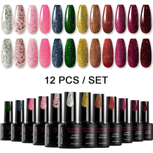 8ml Gel Nail Polish 12pcs/Set Soak Off UV LED Semi Permanent Varnish Hybrid for Nails Gels Varnishes Kit Lacquer Nail Art Design