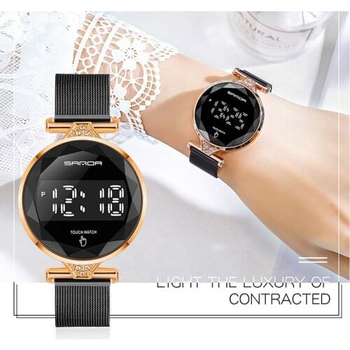 2020 Digital Touch Watch SANDA Female Fashion Watch Casual Waterproof Ladies Dress Wristwatch Relogio Feminino Drop Shipping
