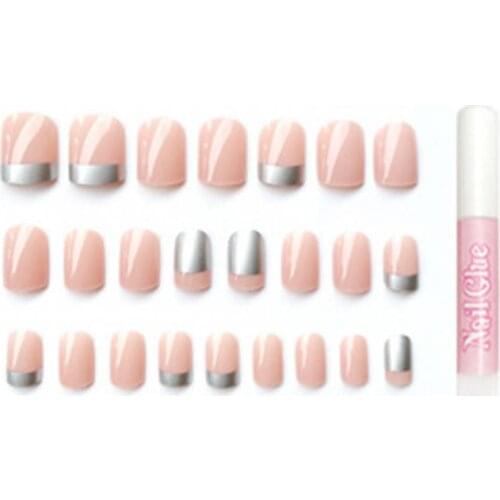 24Pcs Fashion Nail Sticker Full Cover DIY Artificial Nails Art Tool Glittering Decoration Manicure Salon Stickers