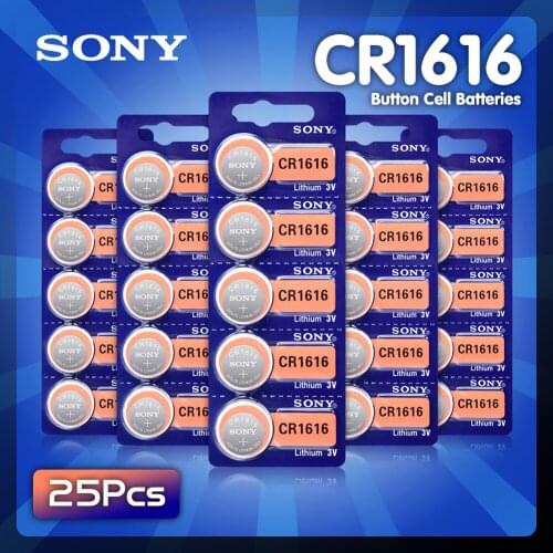 25PCS SONY Button Battery CR1616 Lithium Coin Cell Batteries 3V DL1616 ECR1616 LM1616 CR 1616 For Electronic Car Key Watch