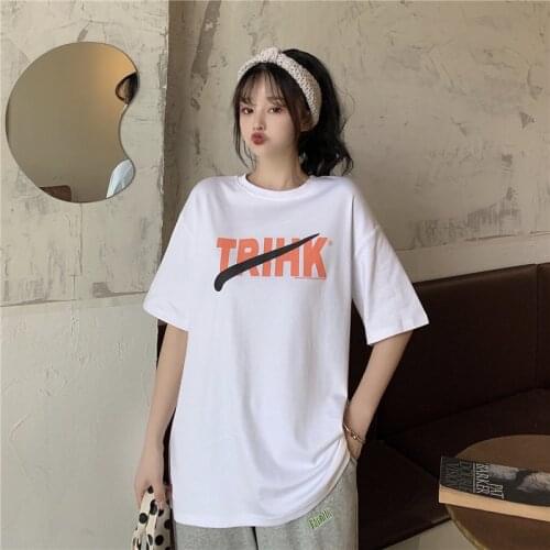3 Sizes M-xl Simple Letter Printed Fresh Korean Style Short Sleeve Summer New Fashion O-neck Basic All Match Womne Tees