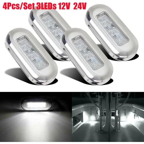 4Pcs 12V 14V Car Truck Boat 3LED Tail Side Light Clearance Marker Lamp Indicator Marine Boat Accessory Stair Deck Side Taillight