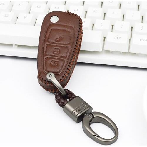 Leather Car Key Cover Case For Ford Focus 2 3 4 MK3 MK4 Fiesta Mondeo Ecosport Kuga ST Ranger C-Max S-Max Galaxy Transit Tourneo