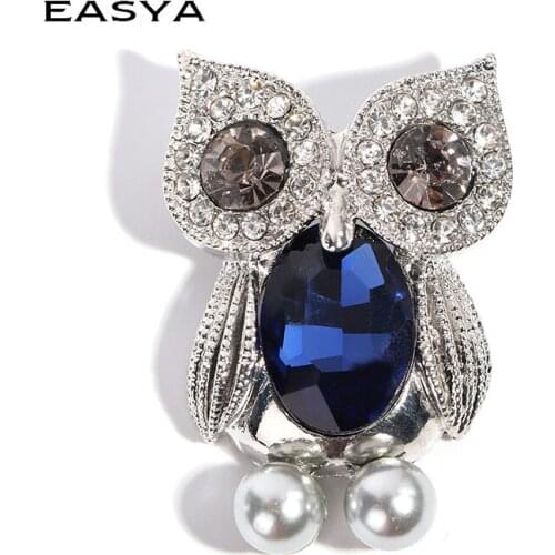 EASYA Vintage Big Rhinestone Owl Brooch Pins For Women New Fashion Cute Crystal Spider Brooches Jewelry Women Coat Accessories
