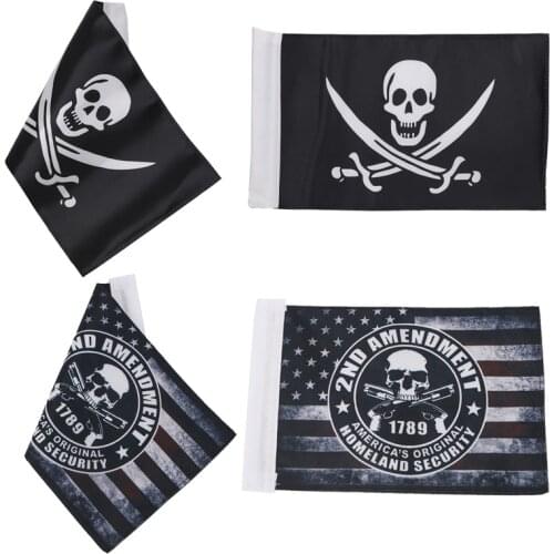 6" x 9" Skull America Flag Banner Custom USA Flag Motorcycle Banner For Honda Yamaha Suzuki Victory Harley