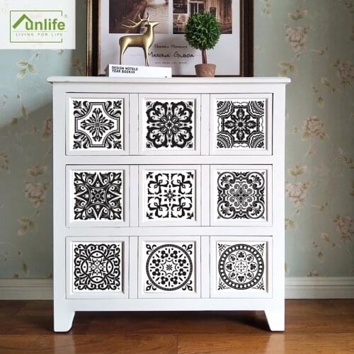 Funlife® Prue Black and White Pattern Tile sticker Self-Adhesive DIY Kitchen Backsplash Wall sticker Bathroom PVC Easy to Clean