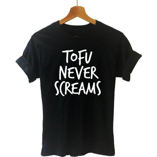 Plant Powered Tofu Never Screams Animal Vegetarian Vegan T Shirt Funny Teeshirt Women Clothing Casual Short Sleeve Tops Tees