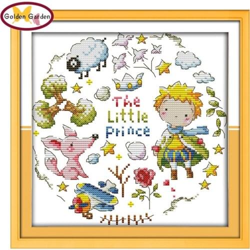 GG The Little Prince Cross Stitch Pattern Cotton Floss Embroidery Needlework kits Joy Sunday Cartoon Cross Stitch Kits for Kids