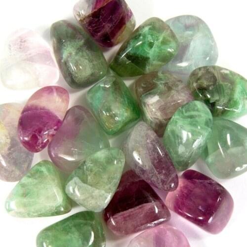 Beautiful natural rainbow fluorite quartz crystal tumbled stone rieki healing garden decorative