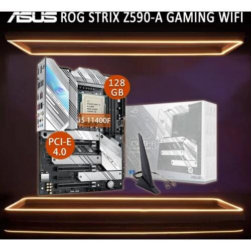 LGA 1200 Asus ROG STRIX Z590-A GAMING WIFI Motherboard With Intel Core i5 11400F Motherboard Set PCI-E 4.0 Six Z590 Gaming ATX
