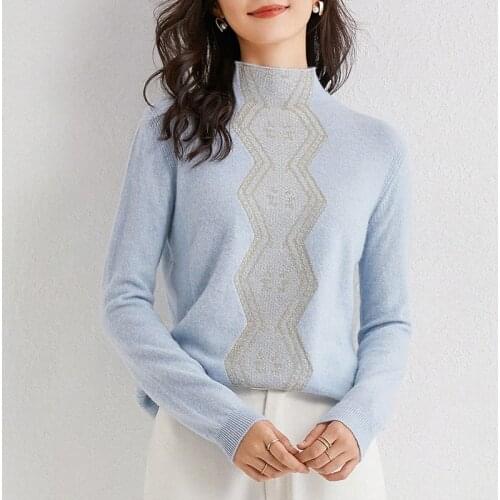 LHZSYY Half Turtleneck Cashmere Sweater Women Pattern 2020 New Autumn Winter Pullover Base Shirt 100%Pure Wool Noble Knitted Top
