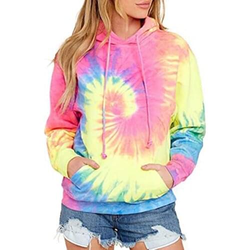 Fashion Blusas Hooded Women Sweatshirt Casual Y2K Top Camisas Mujer Pullover Tie Dye Hoodie Woman Clothes Moleton Ladies Hoodies