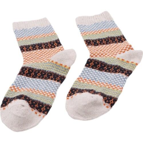 Mens Winter Striped Warm Thick Wool Socks Cotton Meias Mixture Vintage Men Retro Plaid Casual Socks Calcetines