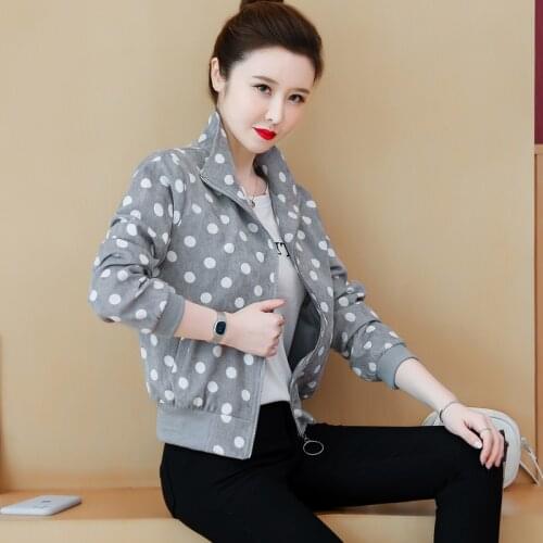 New 2021 Autumn Fashion Corduroy Point Jackets Womens Coat Casual Long Sleeve Bomber Jackets For Women Harajuku Female Clothing