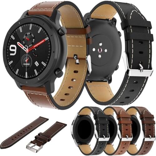 New Genuine Leather Watch Band sport leisure Strap for Huami Amazfit GTR 47mm 20mm Replacement Wrist band strap